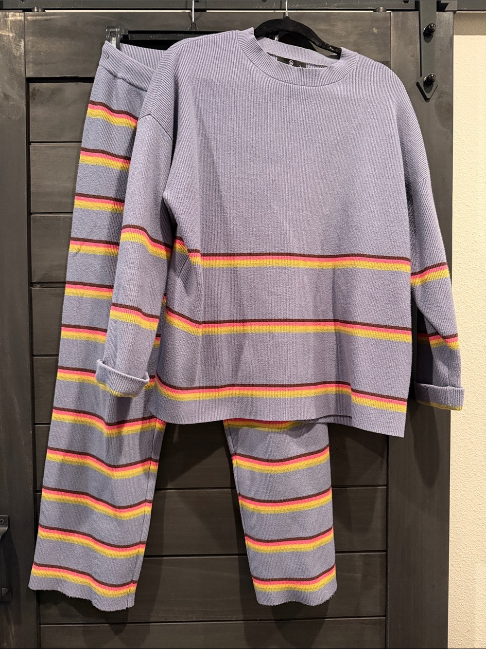 Lavender Striped Knit Lounge Set